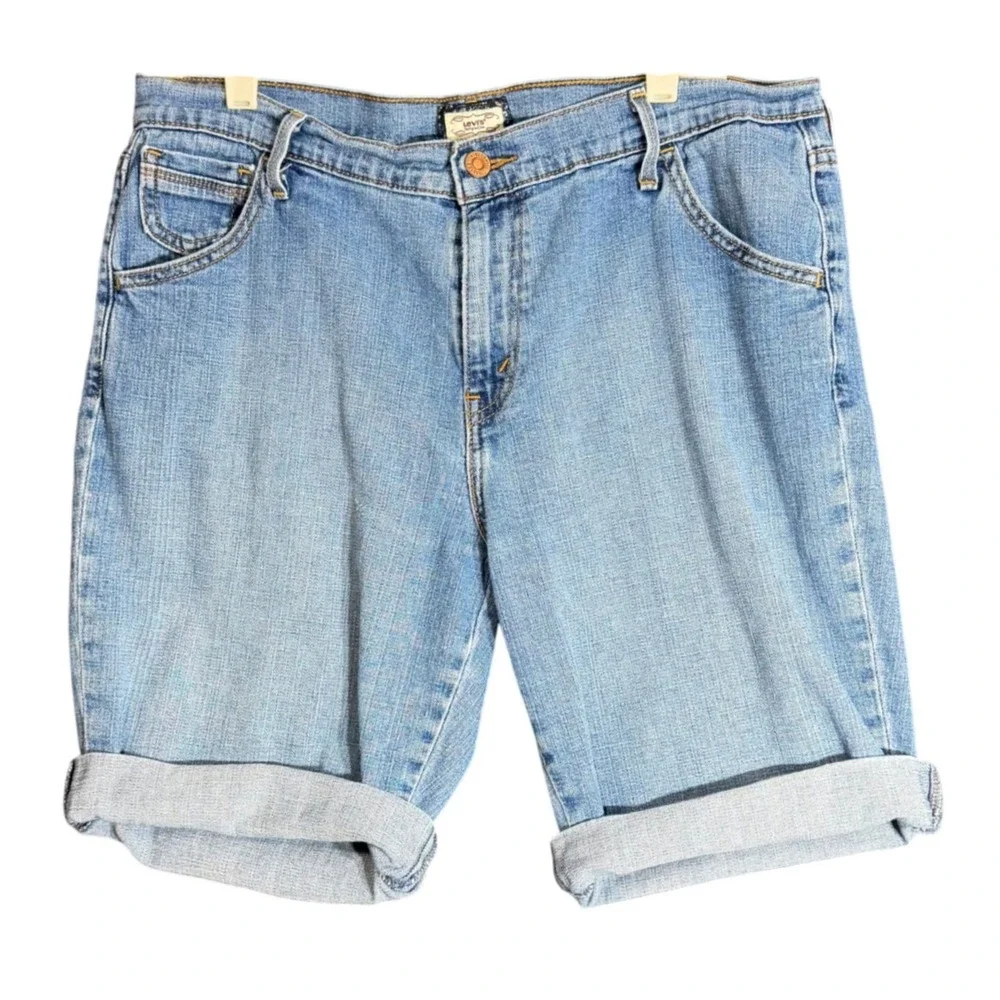Levis 515 Womens Size 14 Bermuda Denim Shorts Cuffed Stretch Jean Casual Summer